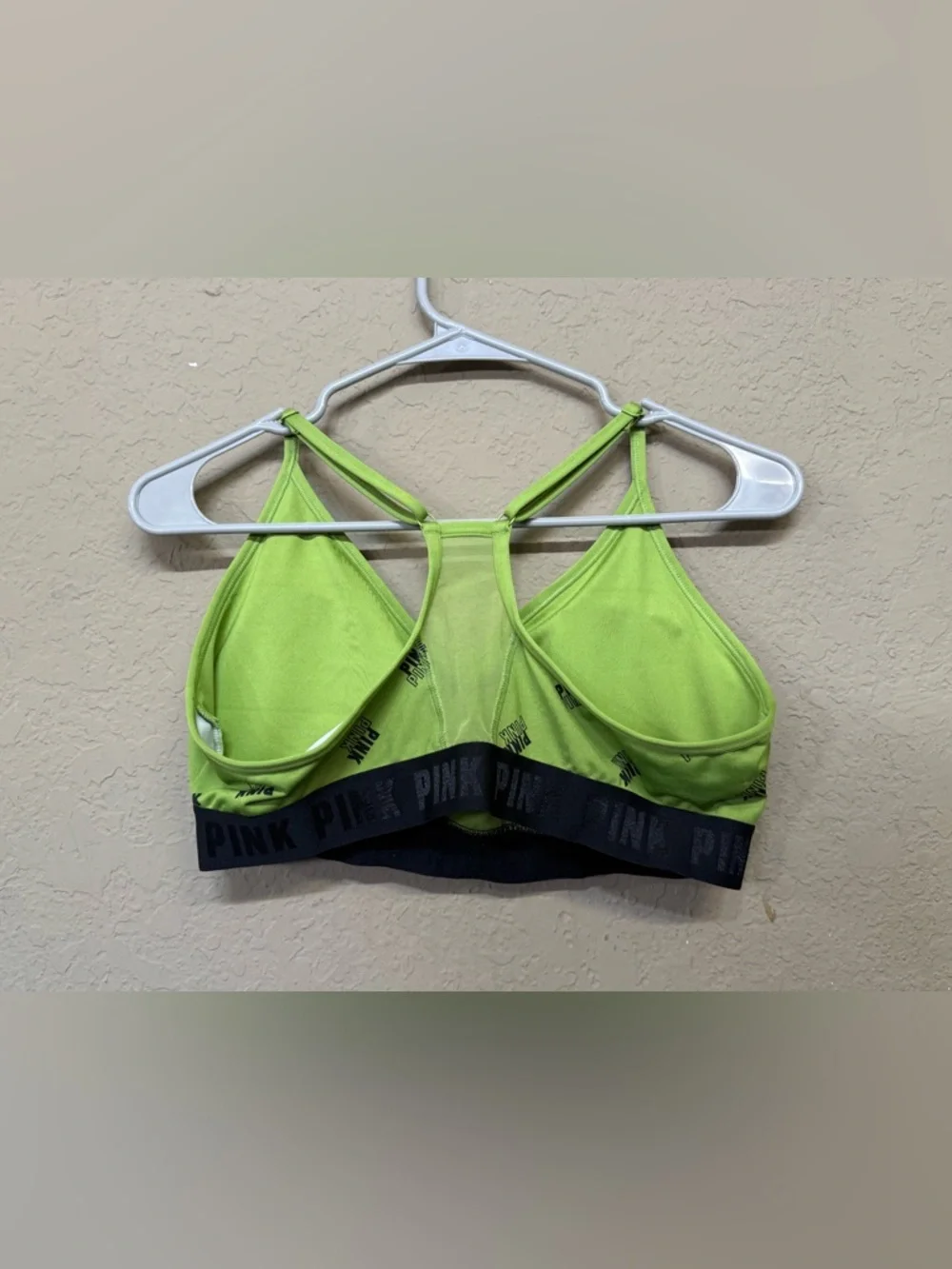 PINK Victoria's Secret Neon Lime Logo Sports Bra